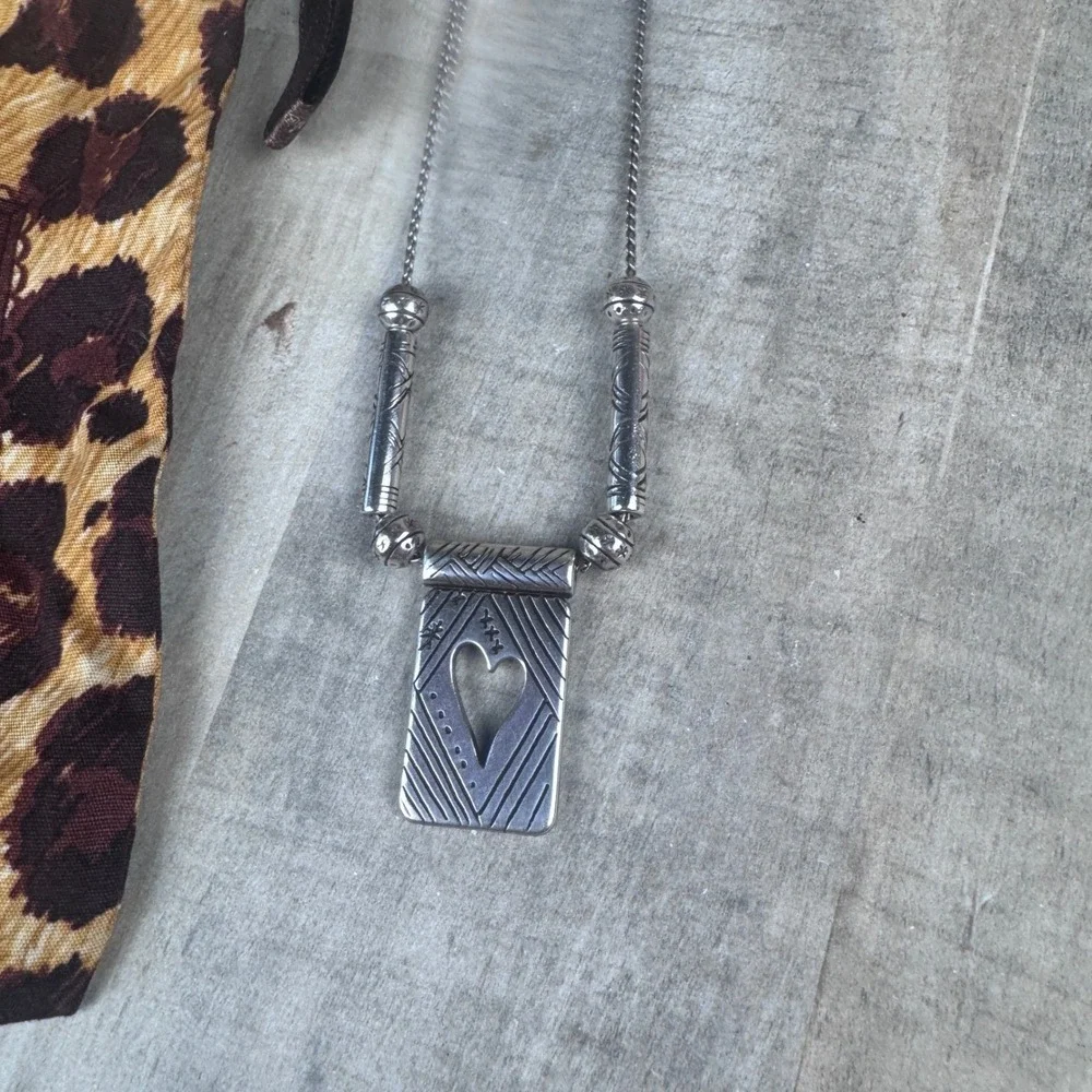 Brighton Women's Silver Plated Heart Pendant Necklace with Bag